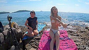 Brille And Poppy Doing Nude Yoga On A Public Beach While On Vacation