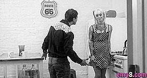 Emo blonde with tattoos Kleio Valentine sex in the kitchen