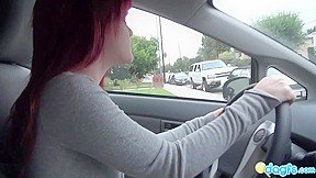 Emo girlfriend teasing in the car
