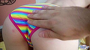 Facialised teen cock whore gets her petite pussy filled