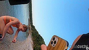 Hot Ginger Professional Fire Dancer Lea Playing With Her Flames On The Beach During Sunset