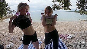 Rainy Naked On Tropical Beach With Ingrida Diana On Vacation