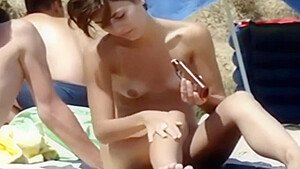 shaved pussy at the beach