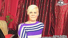 Short-haired German blonde does her first sex casting