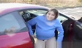 Amateur massive big tits outdoor flashing by sports car
