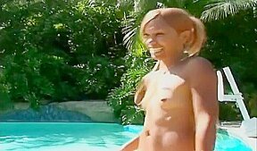 Young Black Lesbians Masturbate By Pool