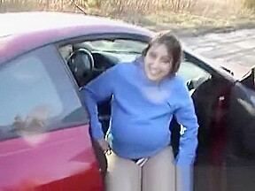 Amateur massive big tits outdoor flashing by sports car