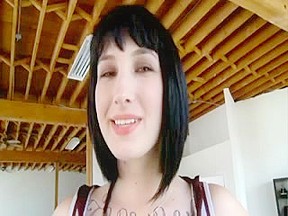 Emo Cheerleader Takes on Two Cocks