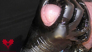 Oily Handjob With Latex Gloves. Peehole Play And Detailed Cumshot