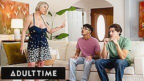 ADULT TIME Horny Stepbros Team Up To SPITROAST Exasperated Stacked Stepmom Dee Williams