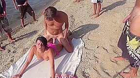 Alexandra Wett – Hairy Milf Fucked At A Hot Gangbang Beach Pa