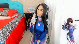 ASMR 3DIO JOI Cosplay Dva Sex Machine cumming on boobs fuck tits blowjob