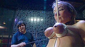 Humiliating tits squeezing dildo penetrated