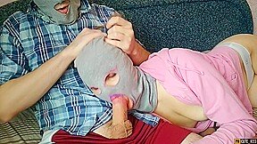 Woke Tired Step sisters Friend To Suck Cock – Mouth Filled Cum After Halloween