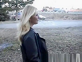 Blonde big boobed girlfriend flashing in public park bench