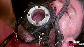 Pierced bitch dominates hardtied incel