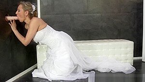 Bride rides gloryhole toy