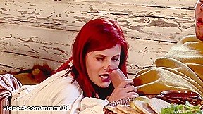 Double Penetration and Facial Cumshot for Lovely Young Natural Redhead Rosse-Silver Big Tits – MMM100