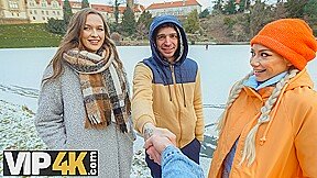 SWAP4K. A Sunday walk ended up as having a hot girl with in our bed, it was her first threesome