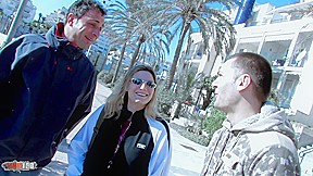 Young brunette Leslie Fox and her friend Savanah in a great outdoor foursome double penetration – MMM100