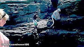 Beachside Interracial Threesome with Blonde Tarra White – MMM100