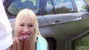 Big fake boobs blonde teen 18+ bangs in car