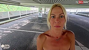 Blindfolded & Tied Blonde Babe Gets Fucked At A Public Parking
