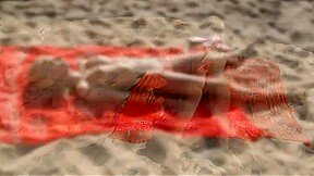 Stunning blonde college girl micro bikini and naked on public beach