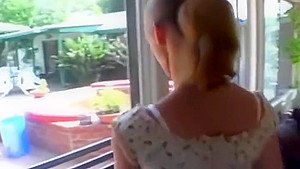 teen 18+ babysitter has sex in the garden